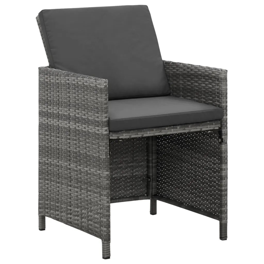 Set Pranzo da Giardino 9 pz con Cuscini in Polyrattan Grigio 3095511