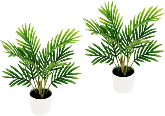 Pianta Artificiale Mini Areca con Vaso Plastico per Interno, 30 cm