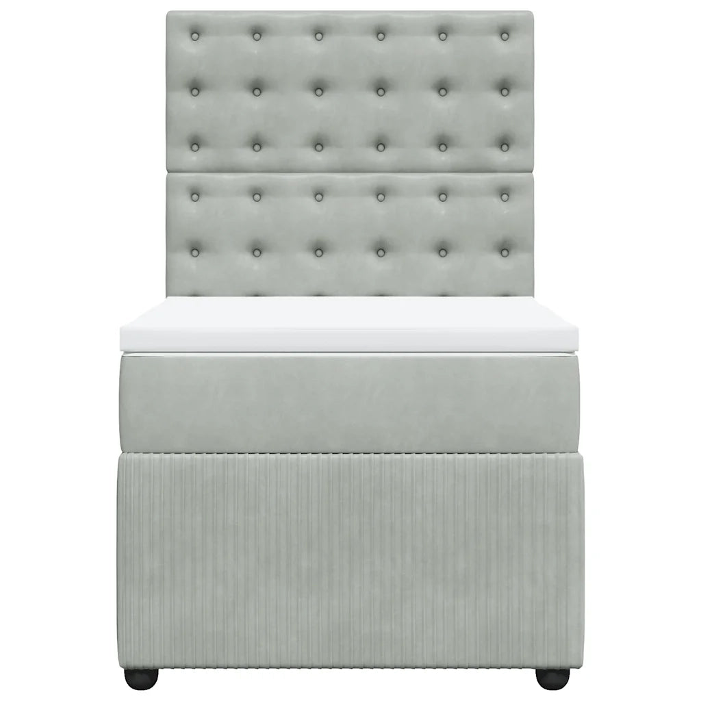 Giroletto a Molle con Materasso Grigio Chiaro 100x200cm Velluto