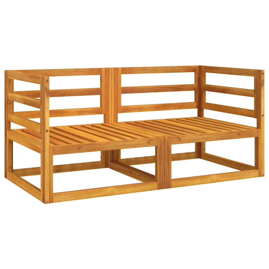 Divani Angolari Modulari 2pz con Cuscini Verdi Massello Acacia 360016