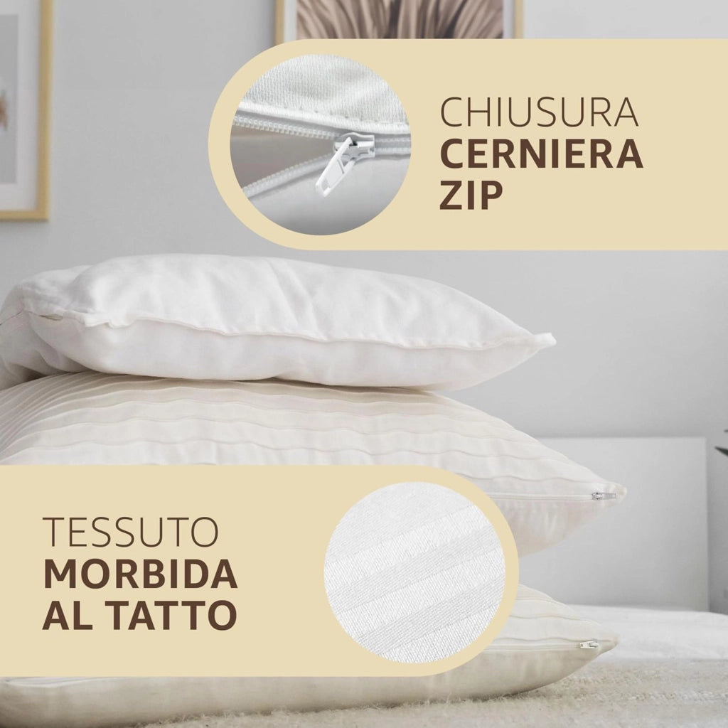 SONIT - Copricuscino Letto - Federe Cuscino per Camera - Coprifedere Cuscini Letto Con Cerniera - Dimensione 50x80 Pacco da: 4