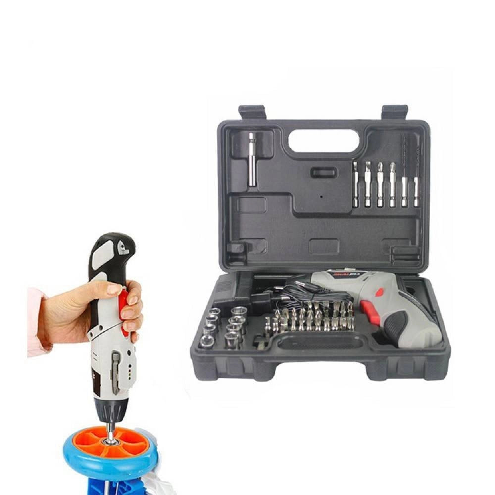 Trade Shop - Trapano Avvitatore A Batteria Al Litio In Valigetta 4,8v 48 Pz Snodabile Led 48p -