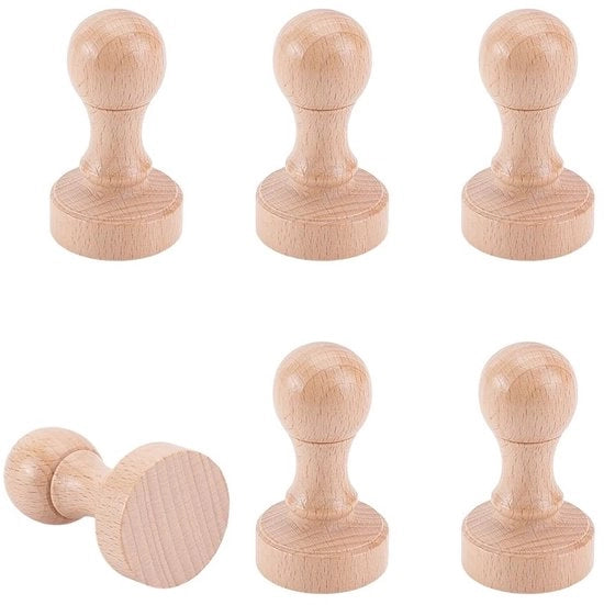 Segnacarte a Mano in Legno di Faggio - 6 Pezzi - Maniglie a Sfera - Pomo in Legno - Otre per Segnacarte - Faggio - Legno Massello - Tessitura Naturale - Segnacarte a Mano
