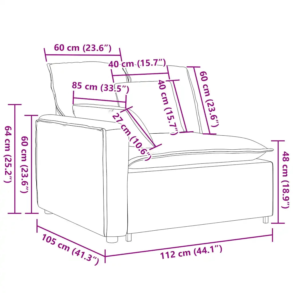 Modulo Terminale Bracciolo Divano Modulare con Cuscini 100 cm CFW1388539