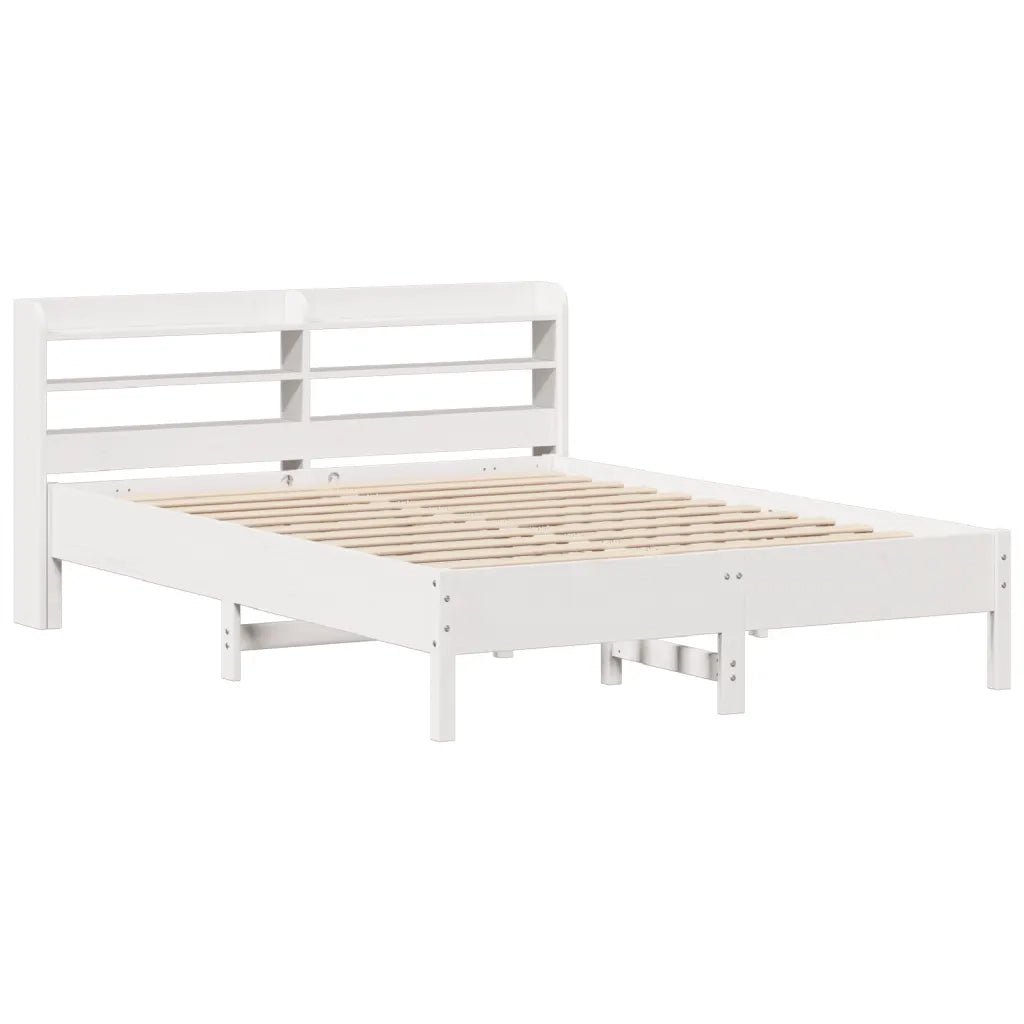 Letto senza Materasso-Struttura Letto Bianco 135x190 cm Legno Massello di Pino 736026