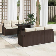 Set Divano da Giardino 7 pcs Marrone e Crema polyrattan
