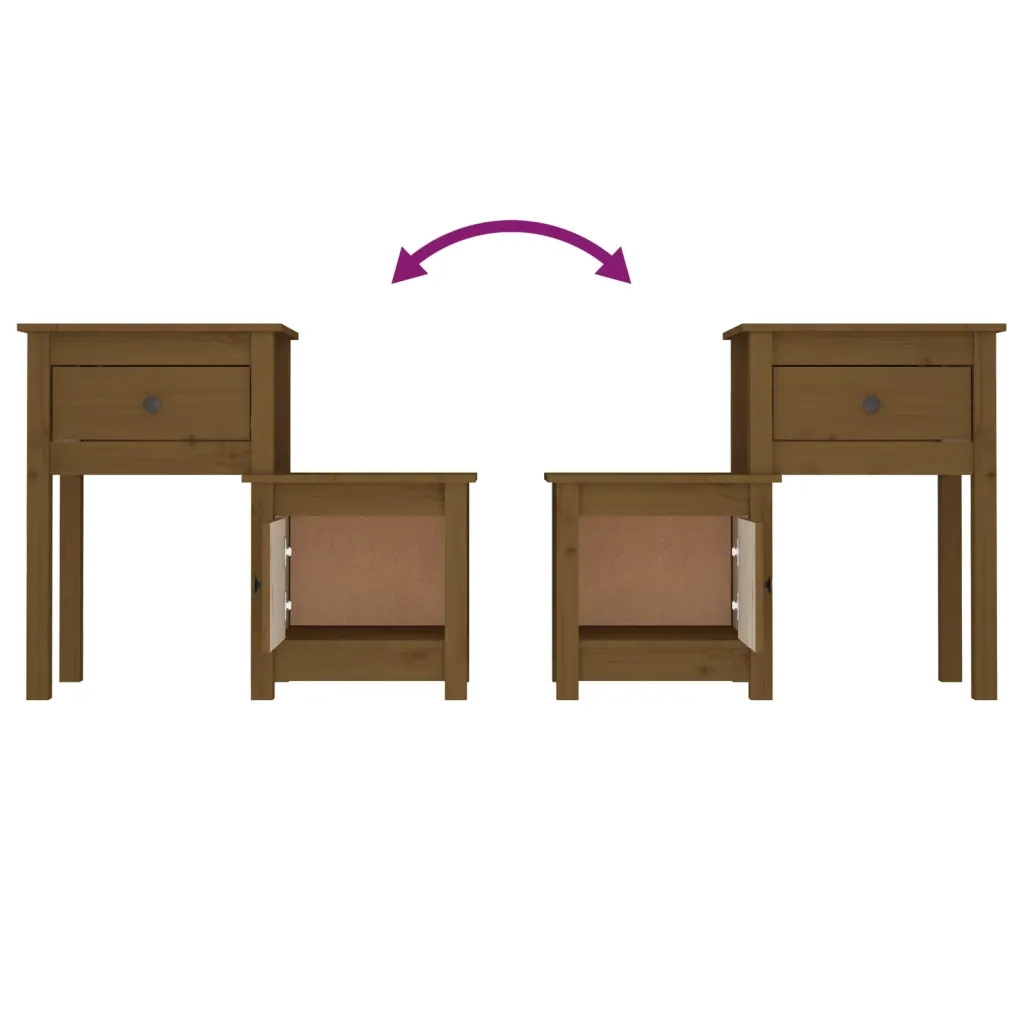 Comodino ambra 79,5x38x65,5 cm in Legno Massello di Pino 814545