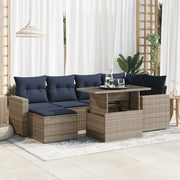 Set Divani da Giardino 7pz con Cuscini Grigio Polyrattan Acacia 3326352