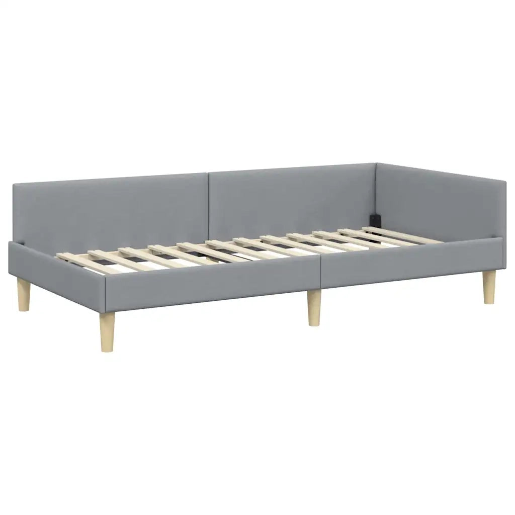 Cornice del letto ad angolo Grigio chiaro 80 x 200 cm Tessuto 42016101