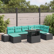 Set Divano da Giardino 8 pz Nero polyrattan 3357969
