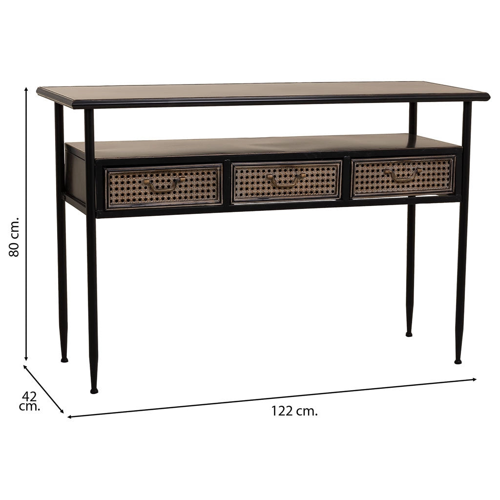 Mobile da ingresso in metallo marrone 122x42x80h