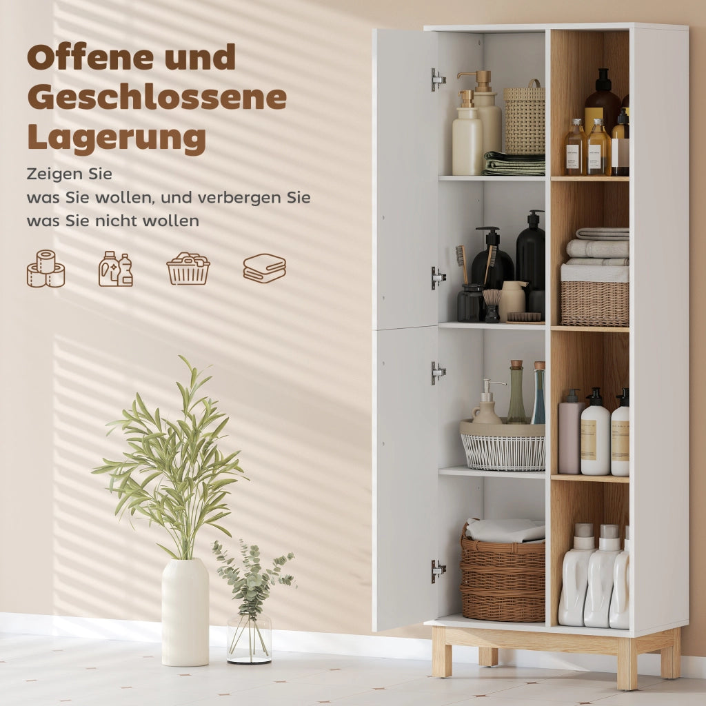 Libreria 176 cm ¨C Xylo ¨C 4 ripiani aperti 2 ante MDF bianco