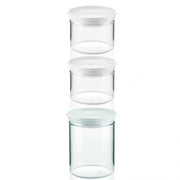 Set di 3 barattoli con tappo bianco
