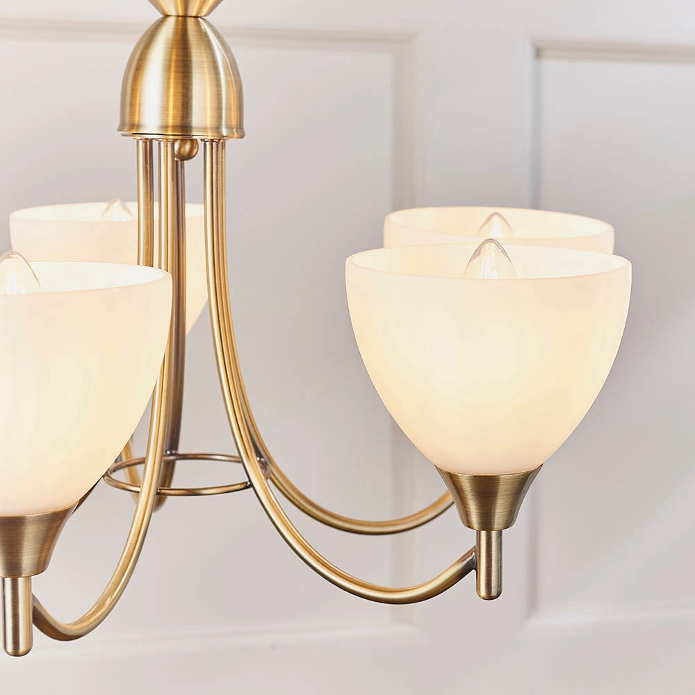 Lampadario classico ottone anticato 5 luci E14 Alton