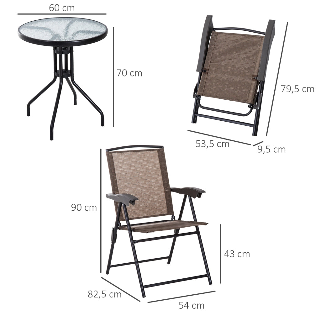 Set Giardino 3 Pezzi con Sedie Pieghevoli e Tavolo Rotondo ¨C Minimal ¨C Grigio