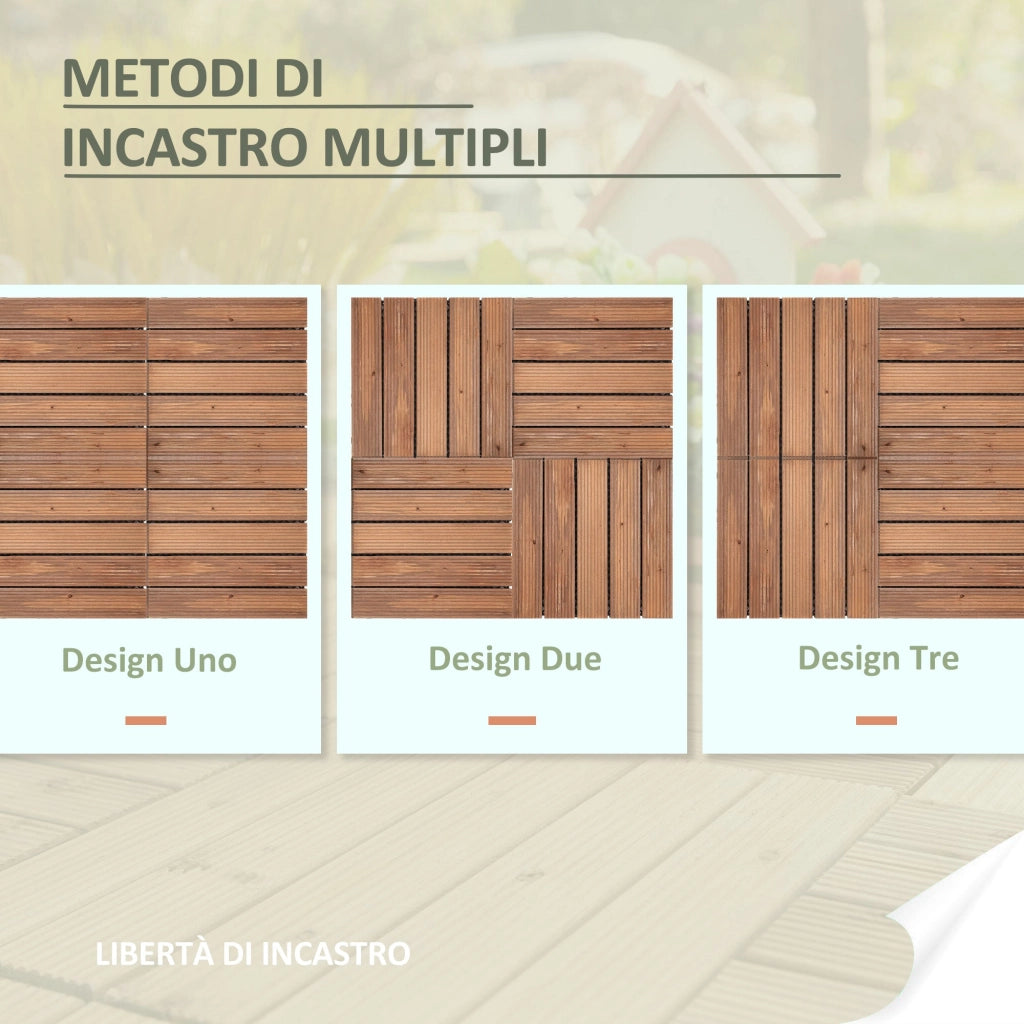Pavimentazione da Esterno Incastrabile 27 Mattonelle in Legno  Marrone