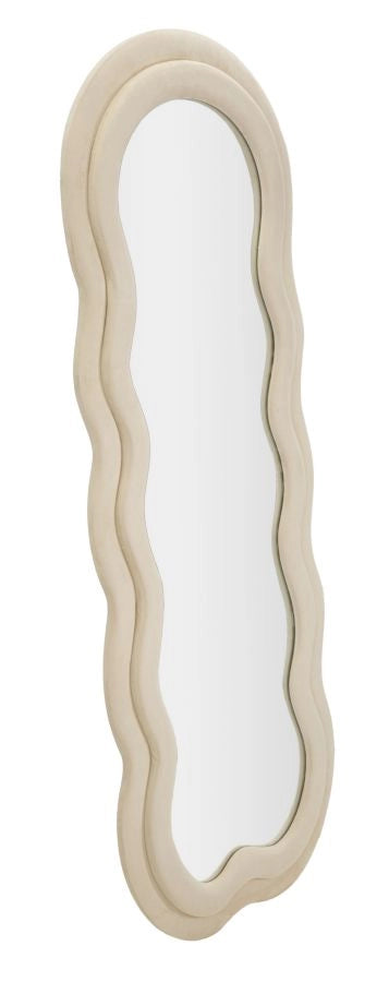 Specchio da muro cornice in velluto crema 60x4x160cm MIKI