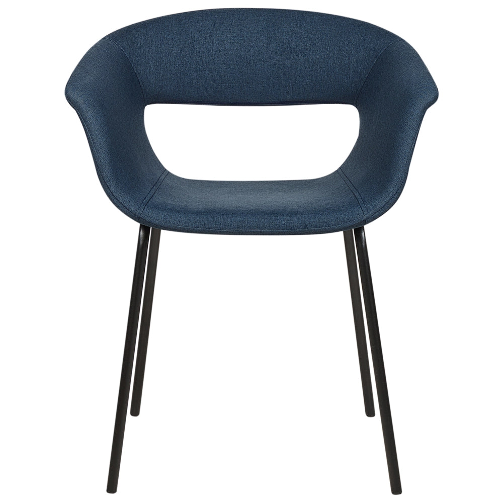 Set di 2 sedie da pranzo Sedute in poliestere blu scuro Gambe in metallo per sala da pranzo cucina