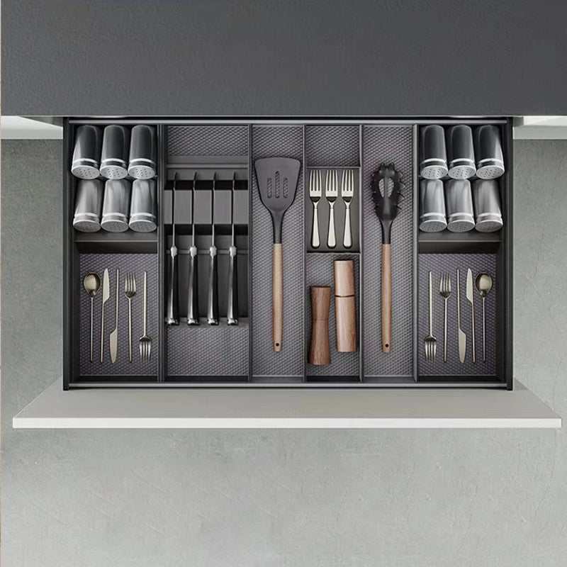 Portapiatti per cassetto Orderbox, 120x470 mm, Alluminio e Tecnoplastica, Grigio antracite