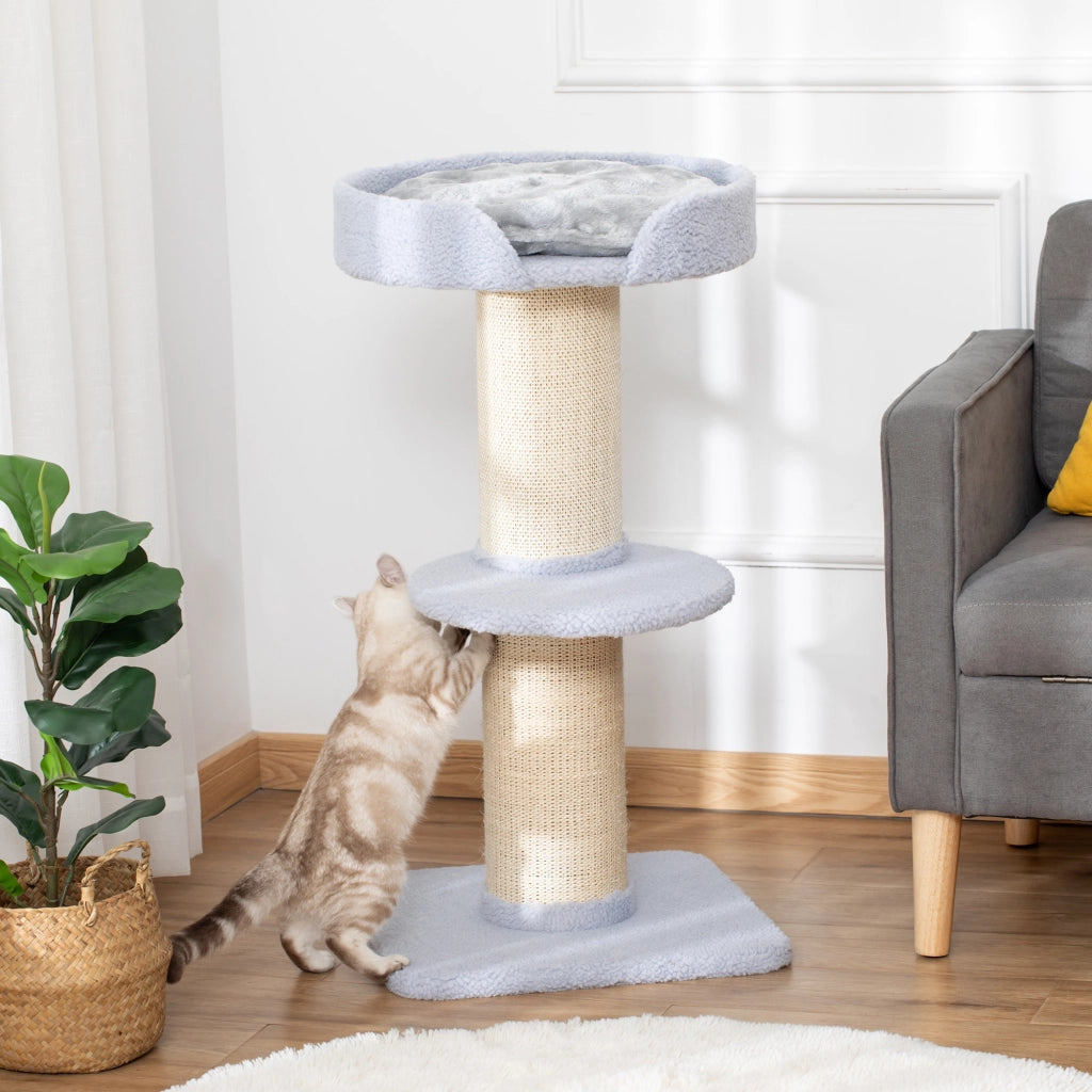 Tiragraffi per Gatti con Piattaforma e Cuscino ¨C Minimal ¨C 91 cm Blu Chiaro