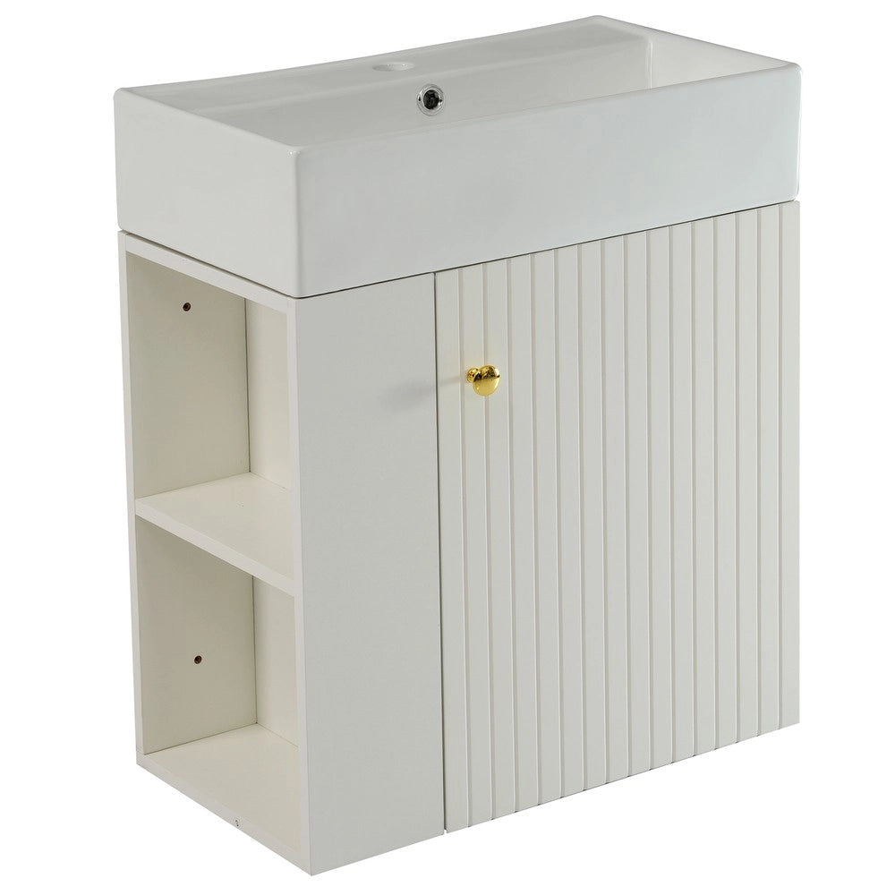 Mobile Bagno con Lavabo e Sottolavabo Pensile 55 cm ¨C Xylo ¨C Bianco