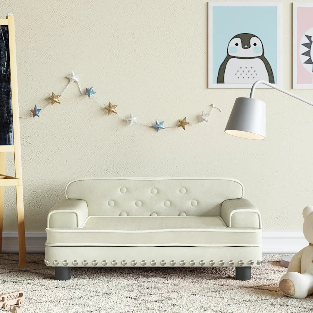 Divano per Bambini-Sofa-Divanetto Crema 70x45x30 cm in Velluto