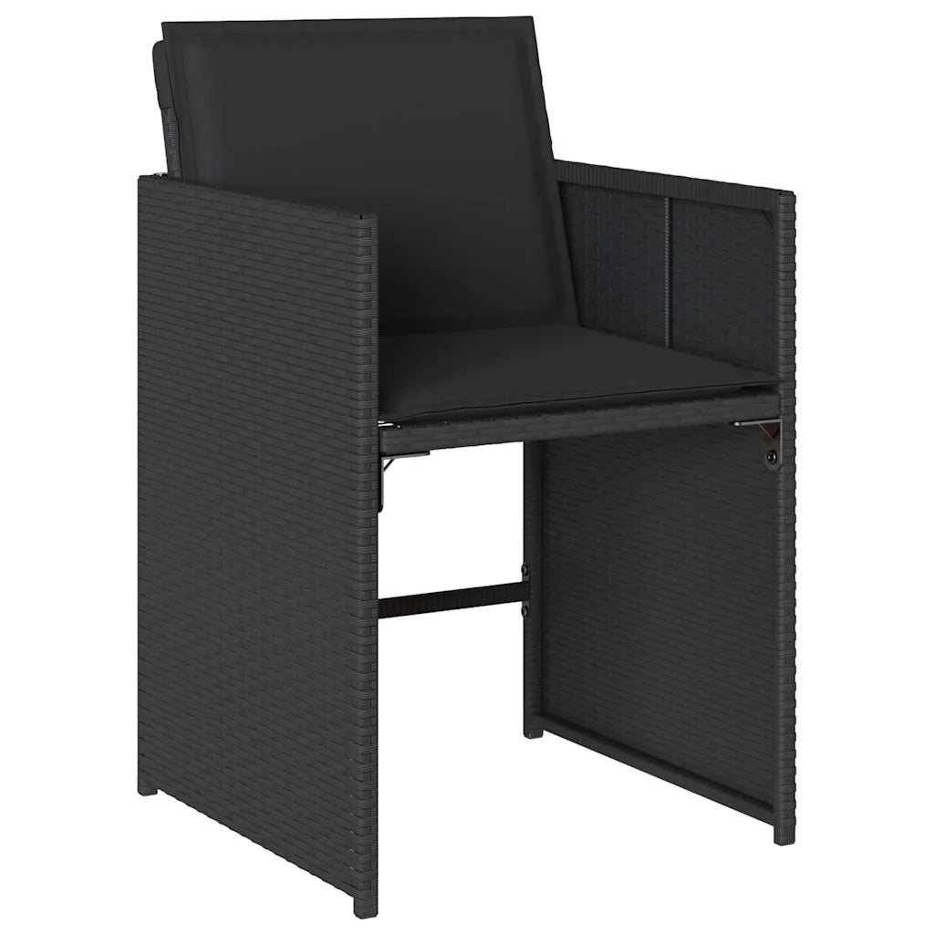 Set da Pranzo per Giardino con cuscino 5 pz | Set Salotto da Giardino Nero polyrattan