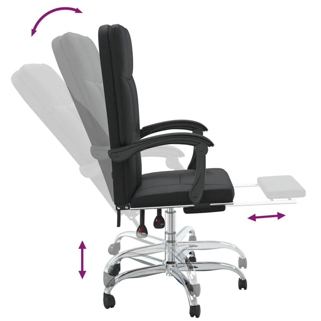 Poltrona | Sedia Relax da Ufficio Reclinabile Nera in Similpelle