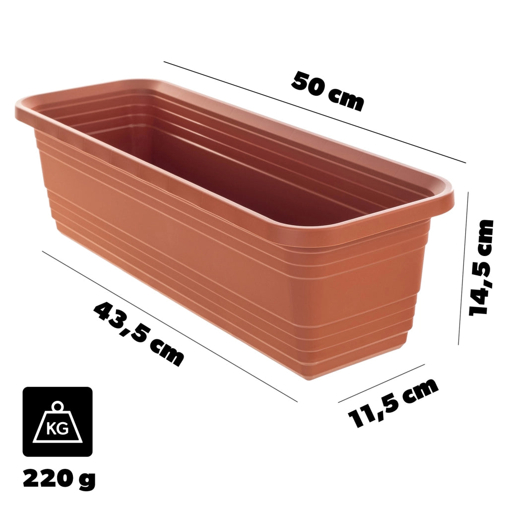 Vaso da fiori per balcone KADAX, 50 cm, rosso mattone.