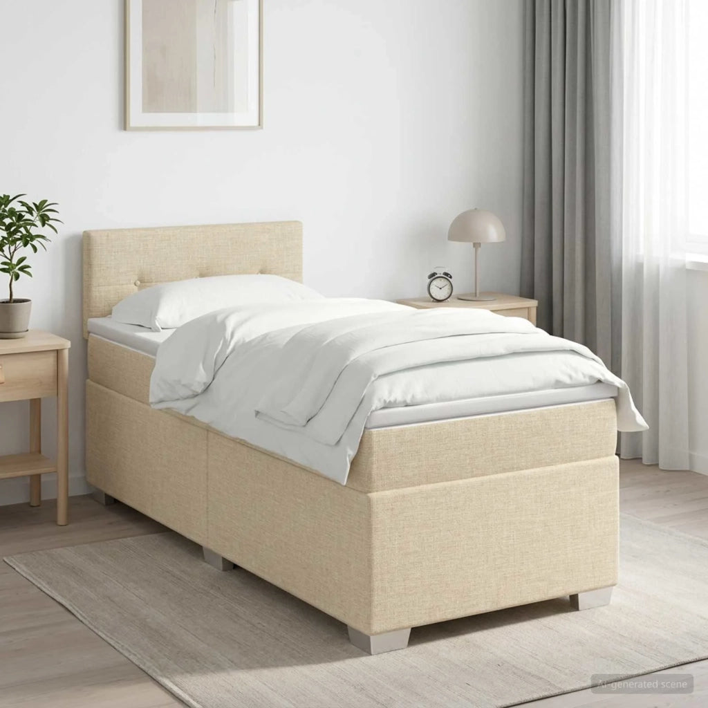Letto box spring con materasso Crema 90 x 190 cm Tessuto 3450374