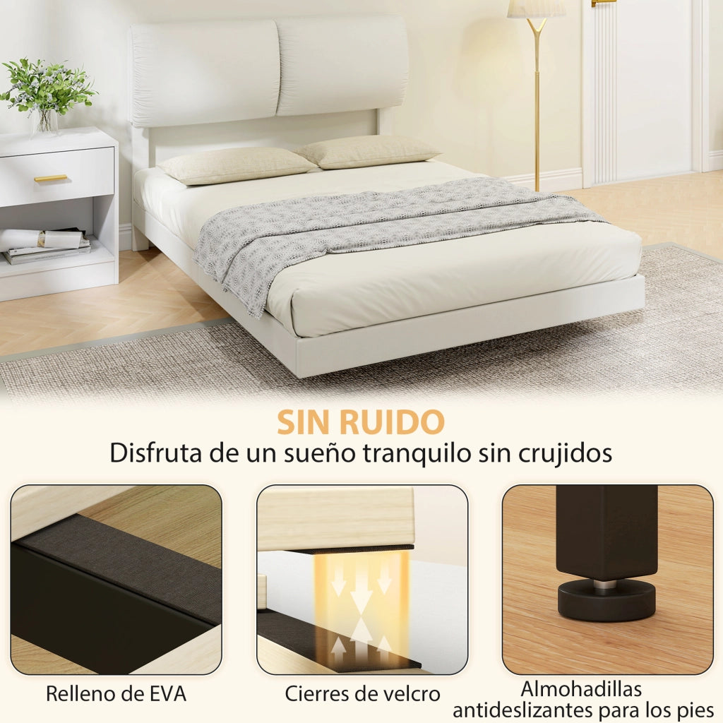 Letto matrimoniale imbottito con testiera ¨C Xylo ¨C Beige metallico 135x190 cm