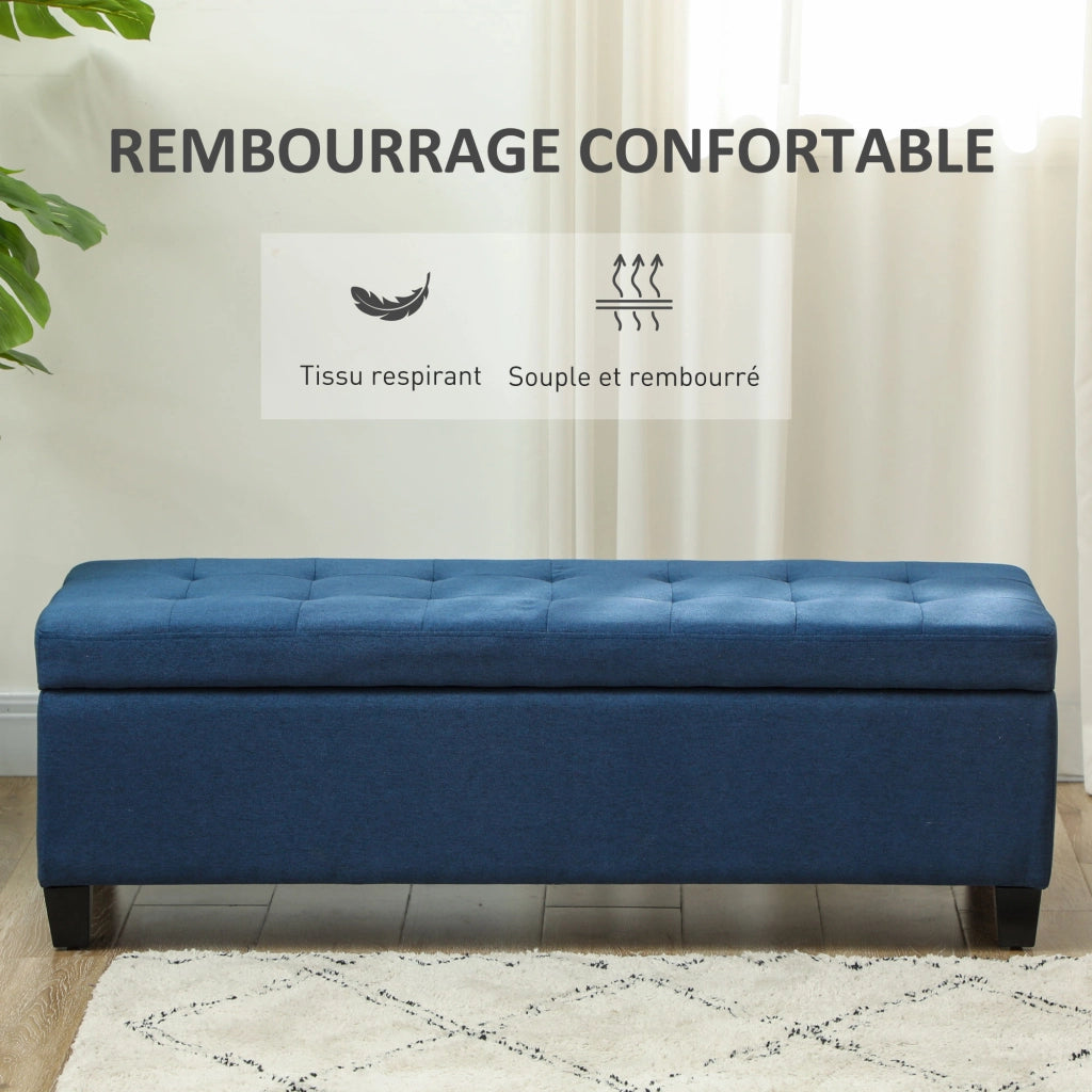 Pouf con contenitore ¨C Minimal ¨C blu, tessuto, 125x49x41,5 cm