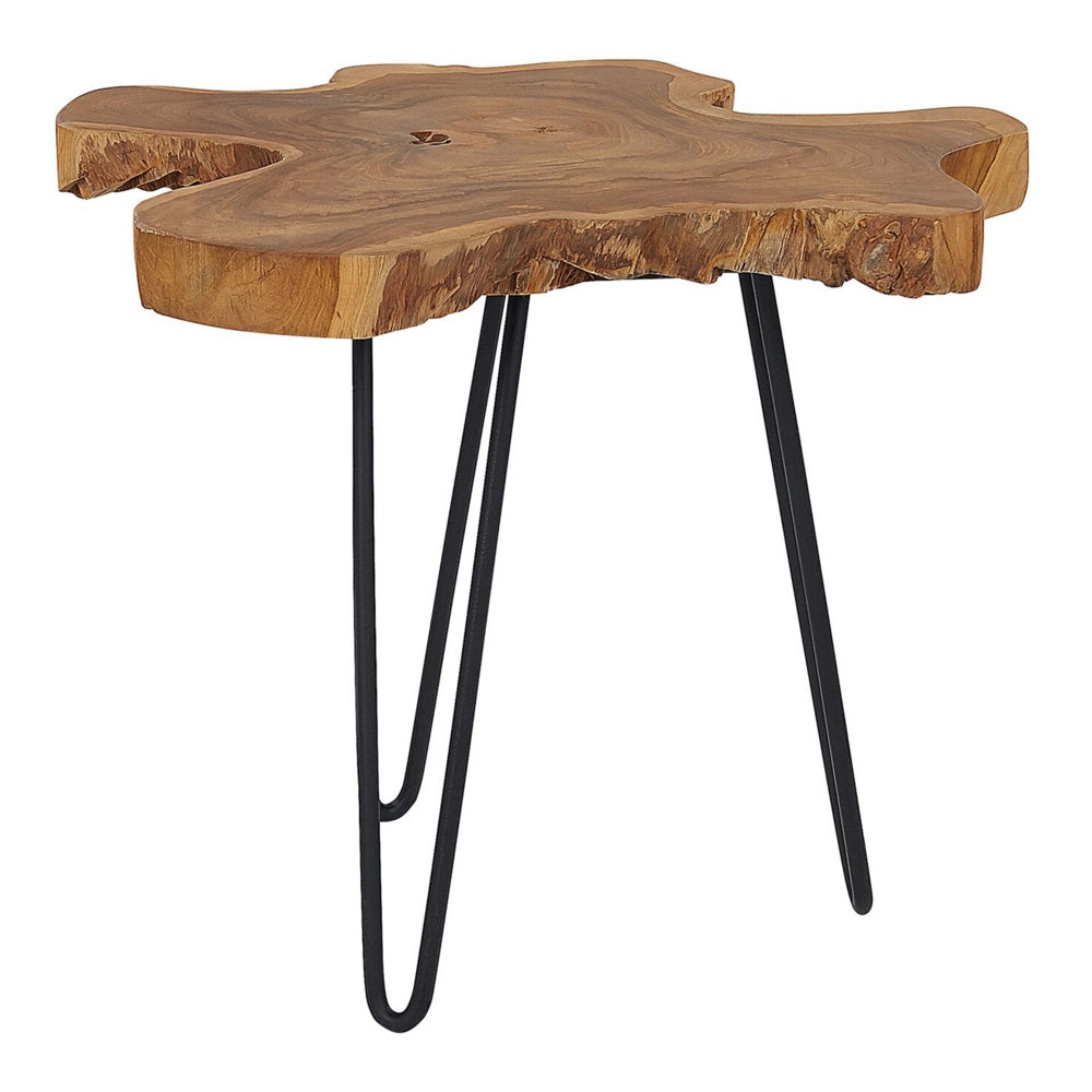 Set di 2 tavoli a nido in marrone scuro Java con Gambe Nere Rustico