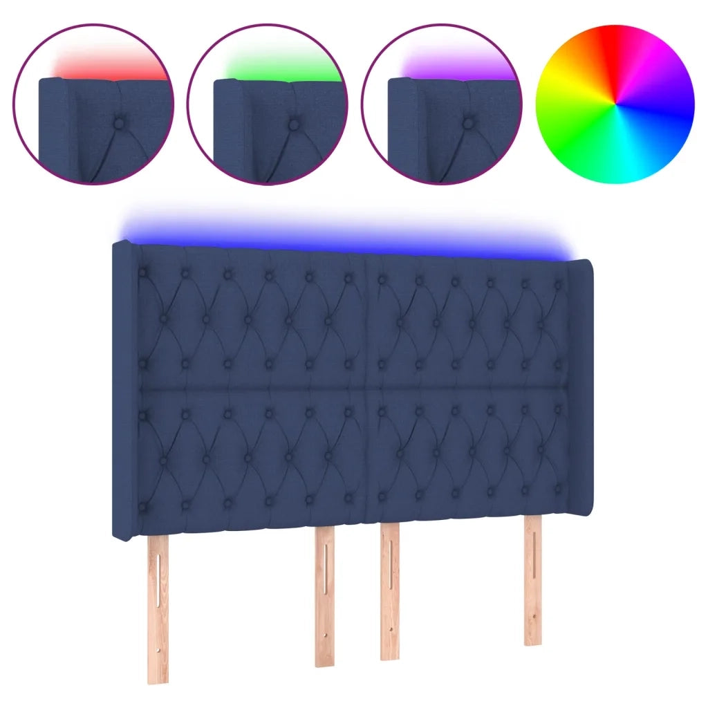 Testiera | Testata a LED Blu 147x16x118/128 cm in Tessuto
