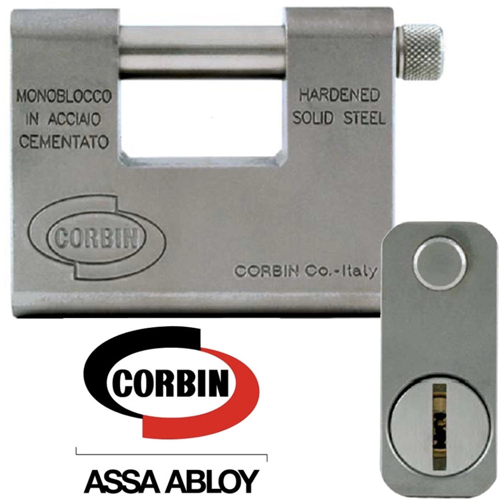 Trade Shop - Lucchetto Catenaccio Monoblocco In Acciaio Cementato Grizzly Corbin Antitrapano -