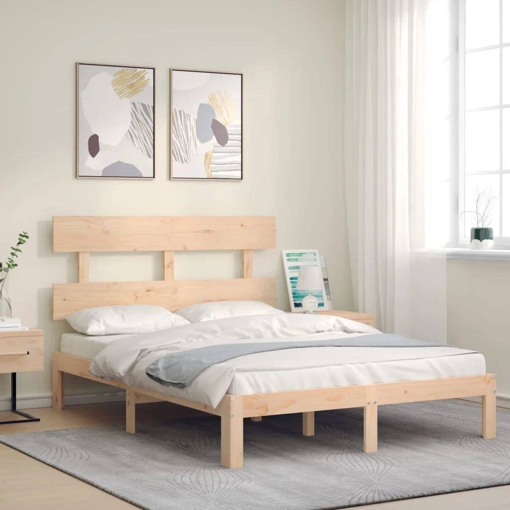 Letto senza Materasso-Struttura Letto 140x190 cm in Legno Massello di Pino 513508