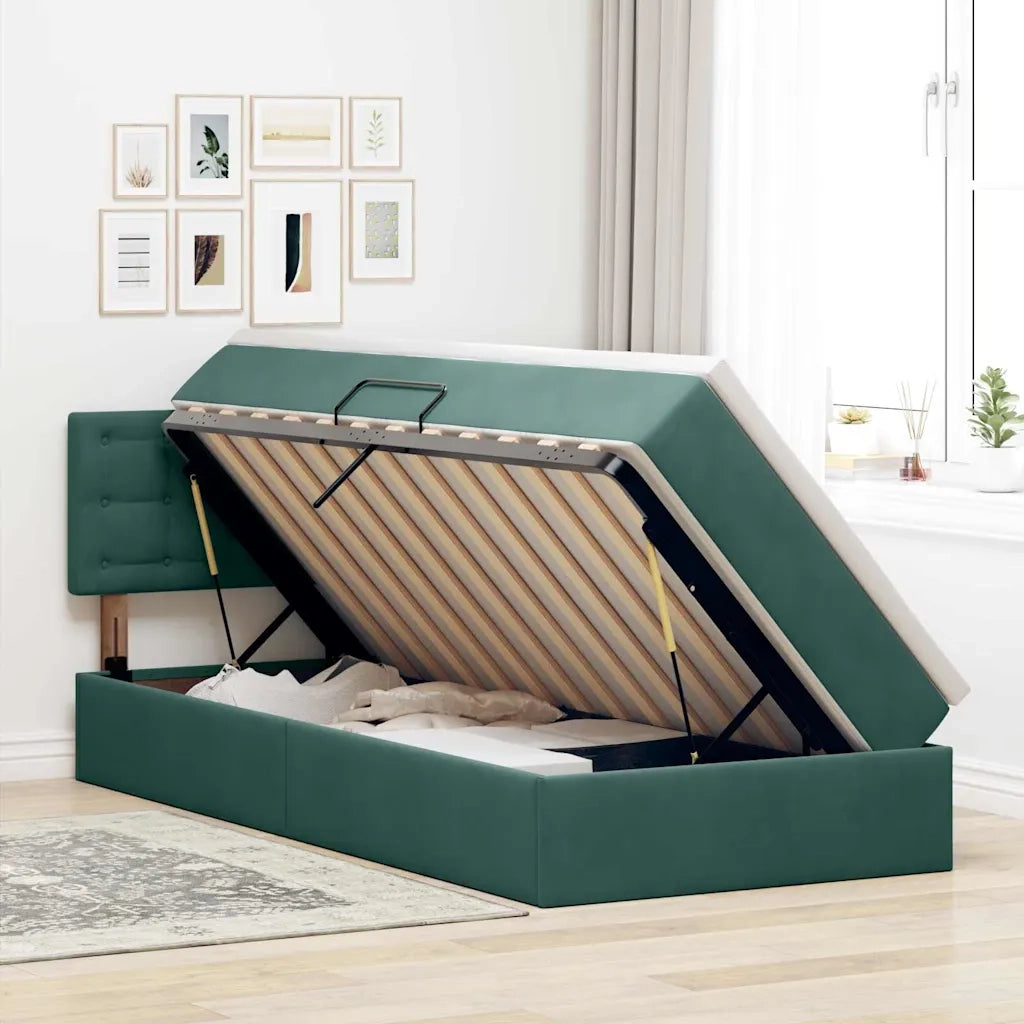 Letto con Contenitore Verde Scuro 90 x 200 cm Velluto 3370854