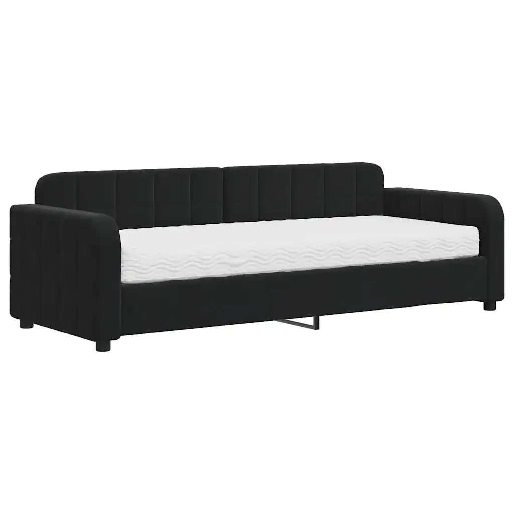 Divano letto | Sof¨¤ letto | Letto singolo con Materasso Nero 80x200 cm in Velluto