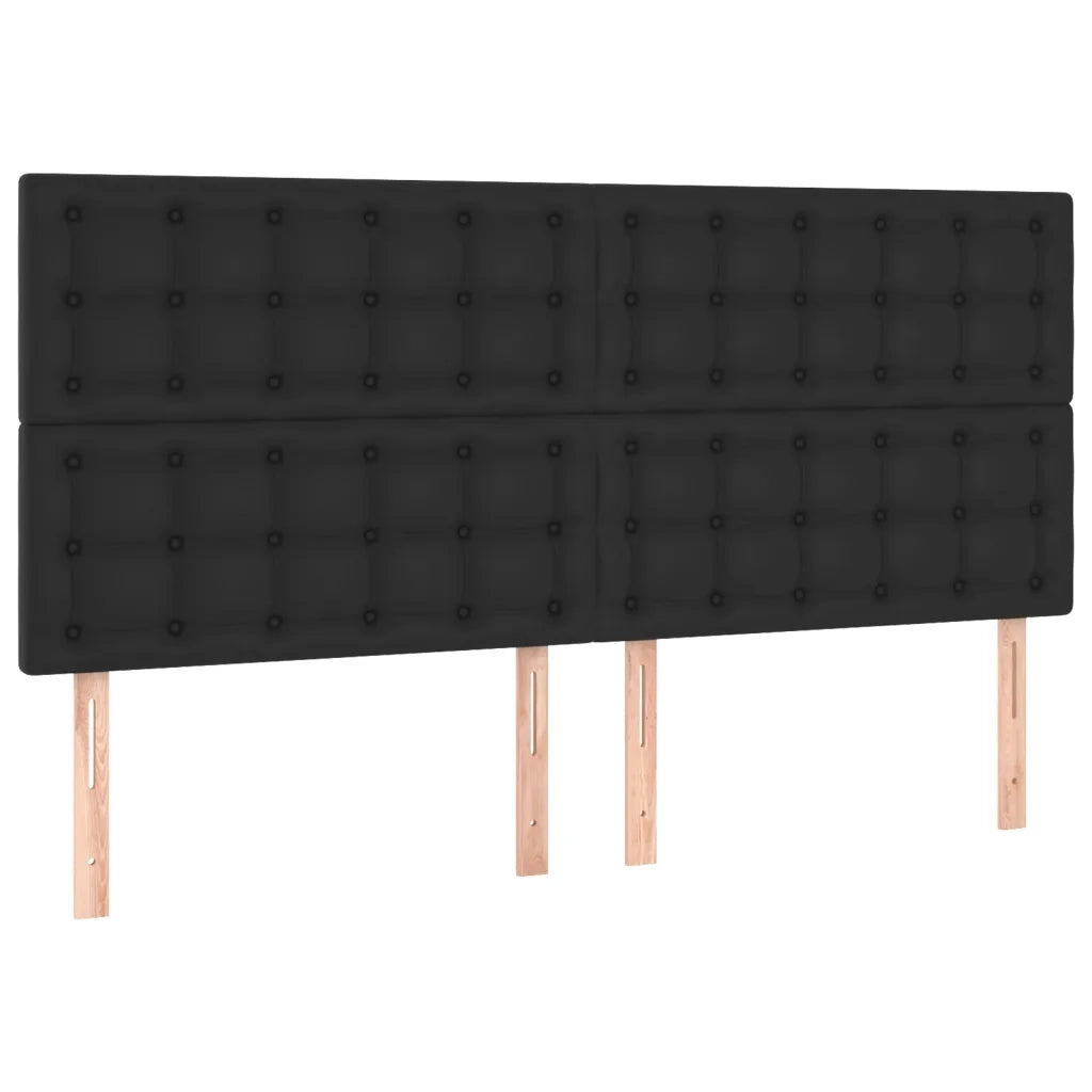 Giroletto a Molle con Materasso e LED Nero 200x200cm Similpelle