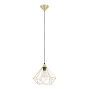 Sospensione Vintage Tarbes Acciaio Ottone Spazzolato 1 Luce E27