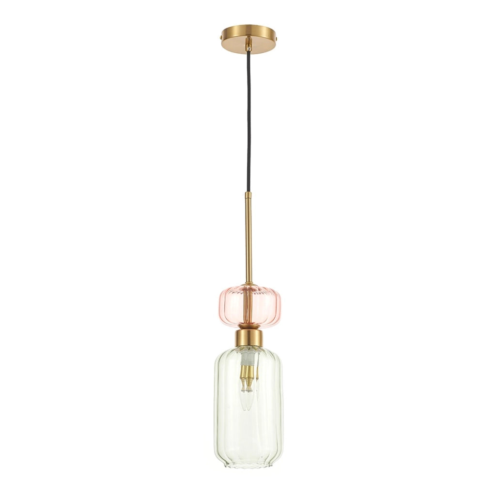 Lampada a sospensione Molly vetro verde/rosa E14 Milagro