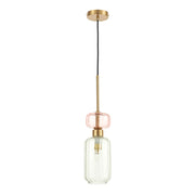 Lampada a sospensione Molly vetro verde/rosa E14 Milagro