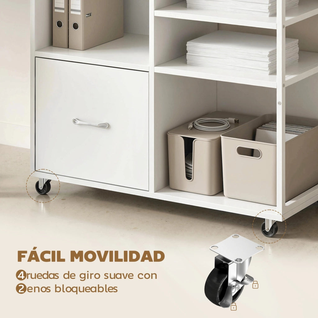 Scrivania per Stampante con Ruote ¨C Minimal ¨C Bianco