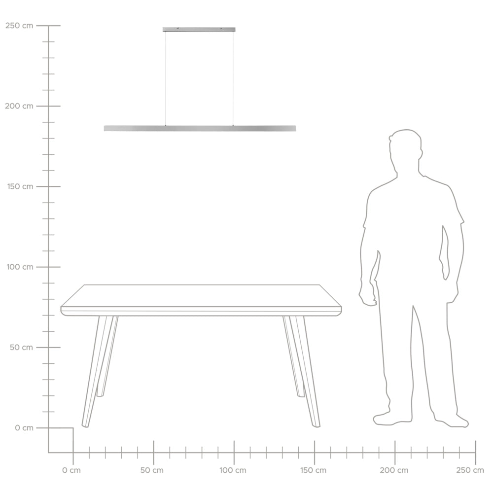 Lampada a sospensione lineare a LED in metallo argento 160 cm stile industriale forma minimalista