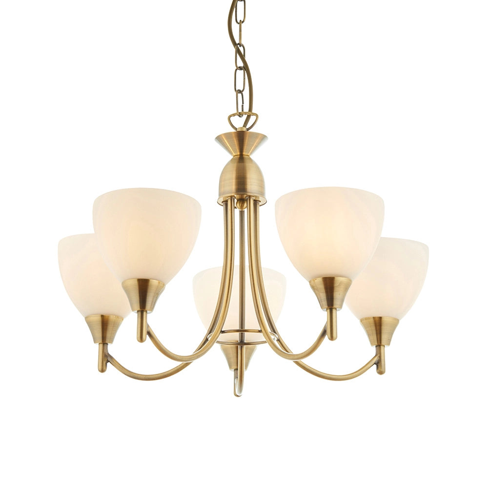 Lampadario classico ottone anticato 5 luci E14 Alton