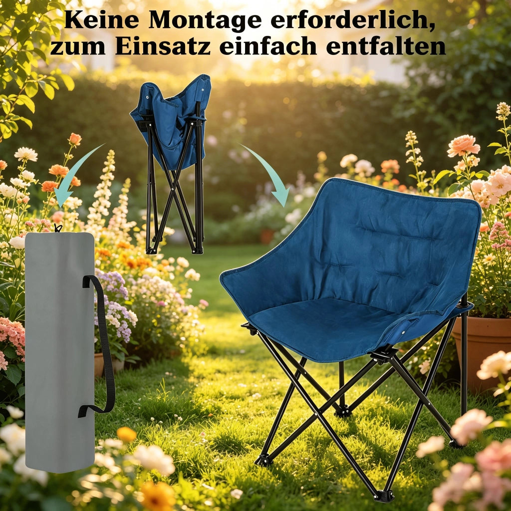 SEDIA Pieghevole Imbottita 65 x 73,5 x 44,5 cm Nero/Blu