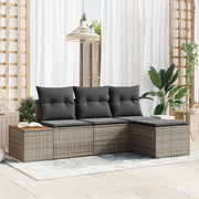 Set Divano da Giardino con cuscino 4 pcs Grigio polyrattan