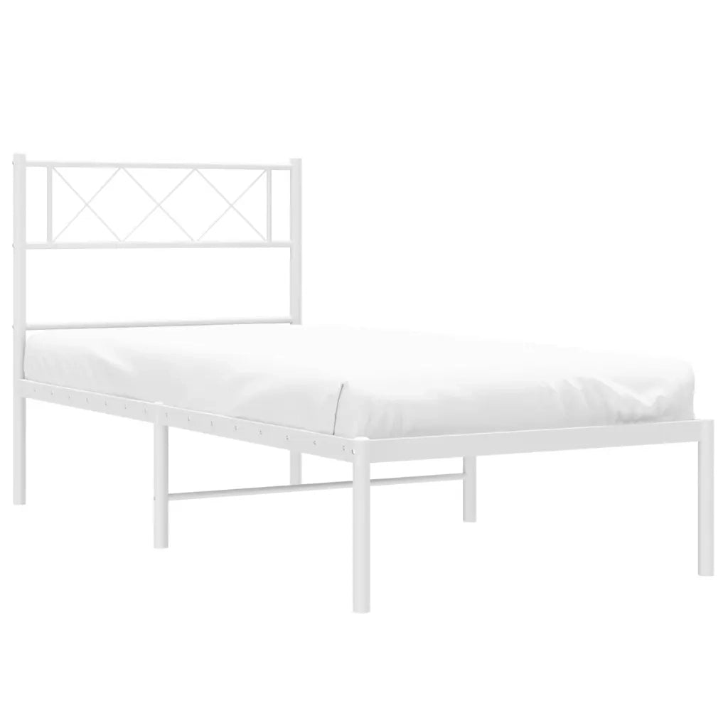 Giroletto con Testiera Metallo Bianco 100x190 cm 372320