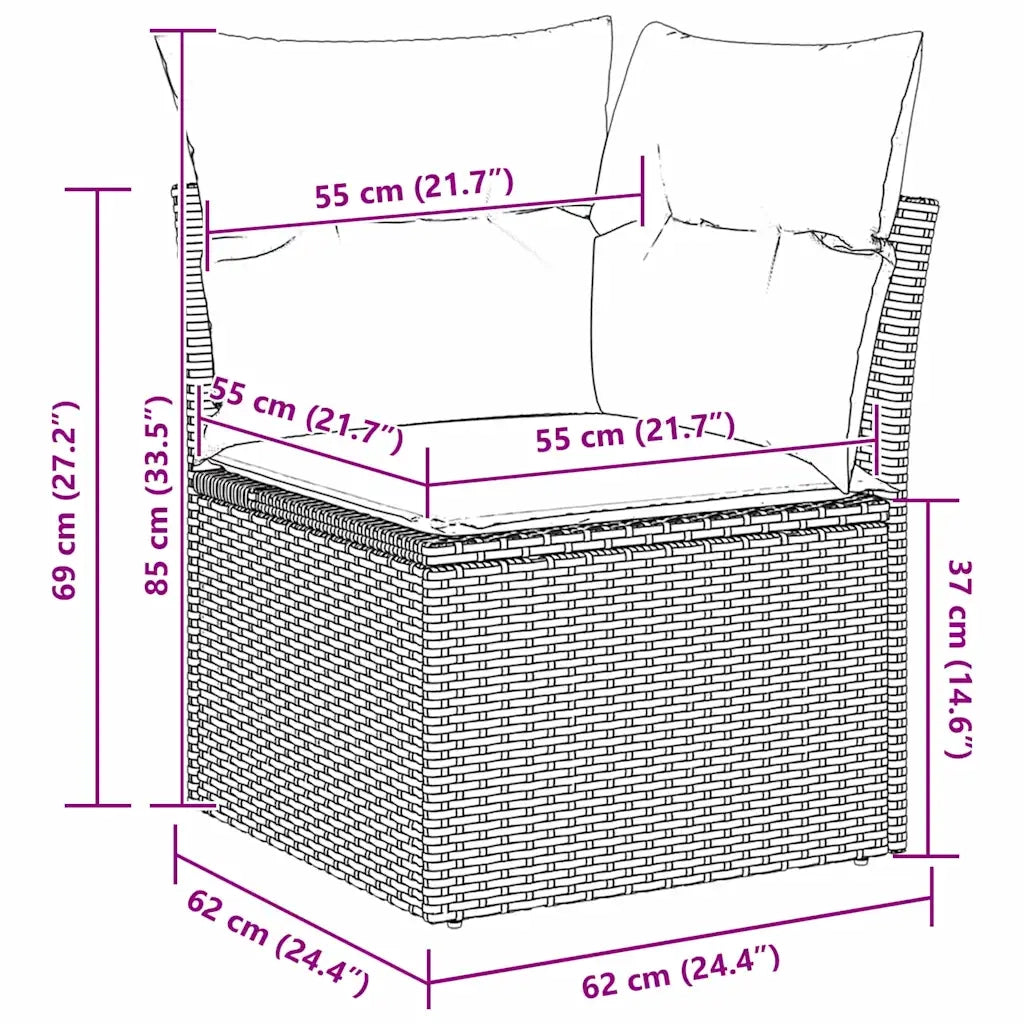 Set Divano da Giardino Nero polyrattan 3345703