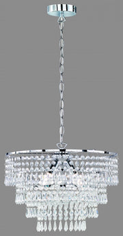 ORIENT SOSPENSIONE TONDA STRASS ACRILICO CROMO D.42CM 3 LUCI ATTACCO E14